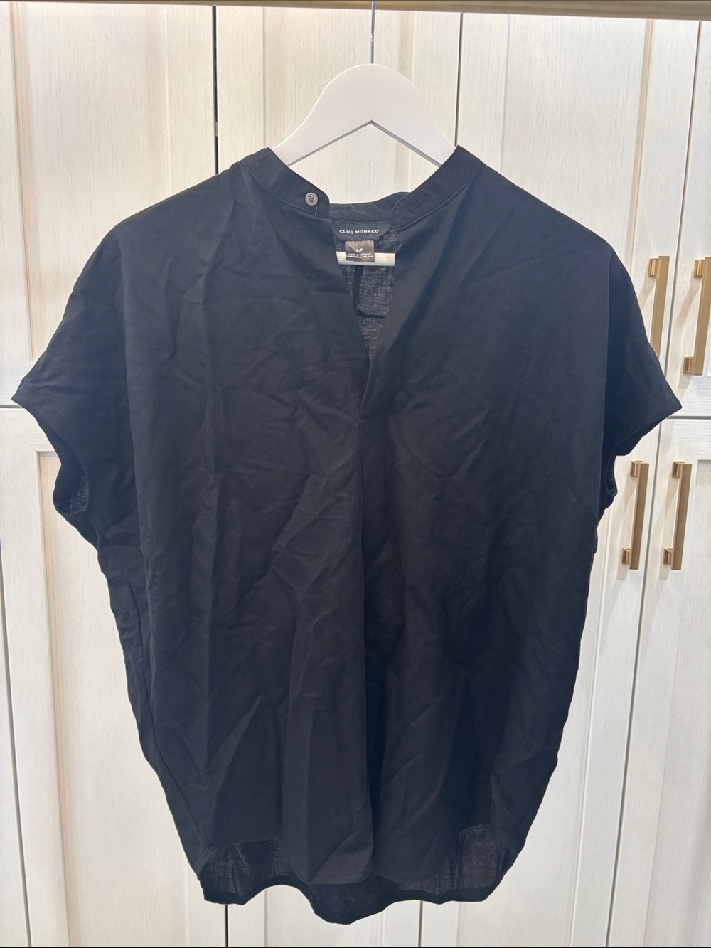 Club Monaco Black Short-Sleeve Casual Shirt